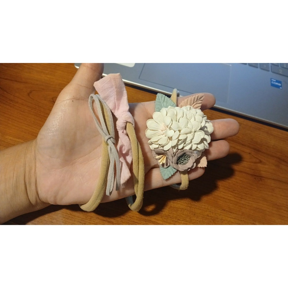 3pc Baby Headband Set Pastel Floral Bow Stretchy Nylon Hair Accessories